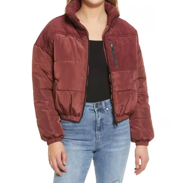 Awkwafina is Nora from Queens S02 Nora Puffer Brown Zip-Up Jacket