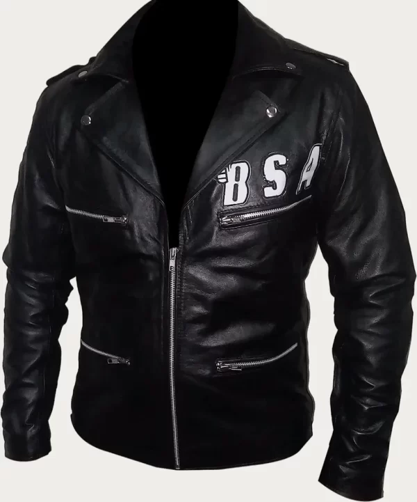 BSA Rockers Revenge George Michael Black Biker Leather Jacket