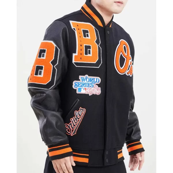 Baltimore Orioles Mashup Varsity Black Jacket