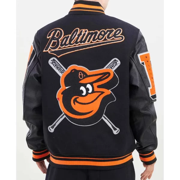 Baltimore Orioles Mashup Varsity Wool and Leather Black Jacket