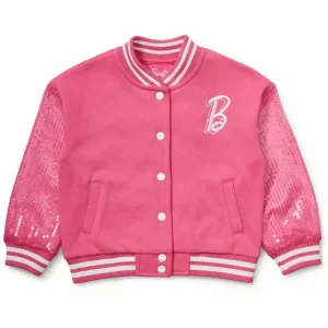 Barbie 2023 Sequin Pink Varsity Jacket