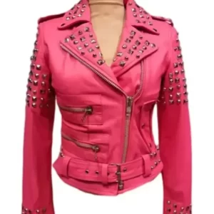 Barbie Studded Leather Pink Jacket