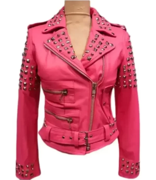 Barbie Studded Leather Pink Jacket