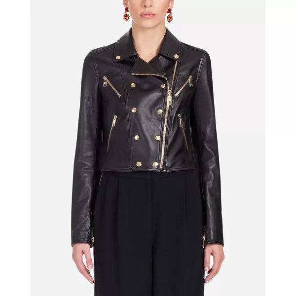 Big Little Lies Renata Klein Double Breasted Black Leather Jacket