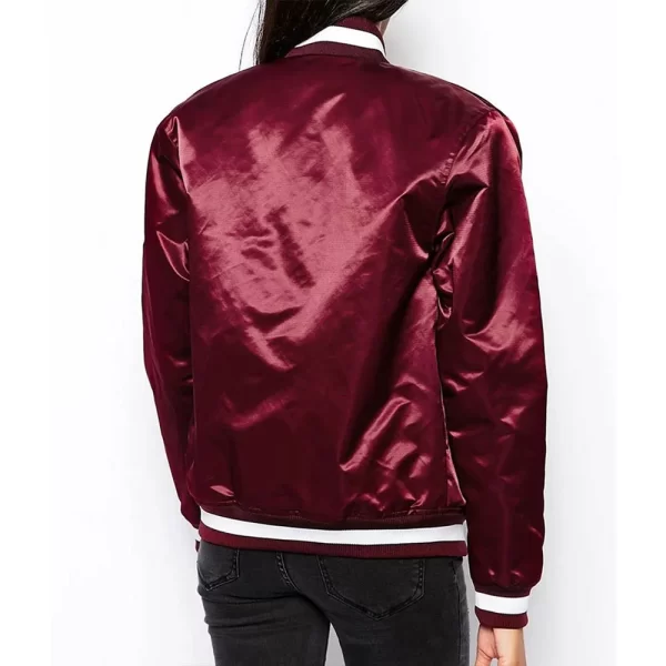 Brooklyn Dodgers Maroon Bomber Full-Snap Satin Jacket