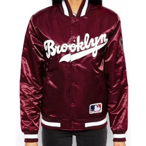 Brooklyn Dodgers Maroon Bomber Satin Jacket