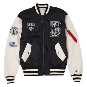 Brooklyn Nets New Era Satin Bomber Jacket