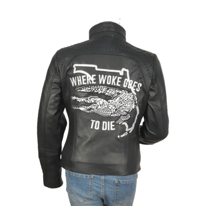 Casey DeSantis Where Woke Goes to Die Black Leather Jacket