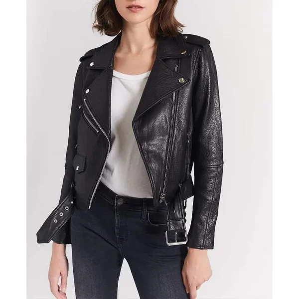 Charmed S01 Maggie Vera Biker Black Leather Jacket