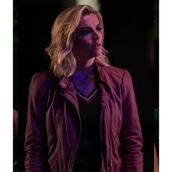 Chicago Fire S09 Sylvie Brett Pink Leather Collarless Jacket