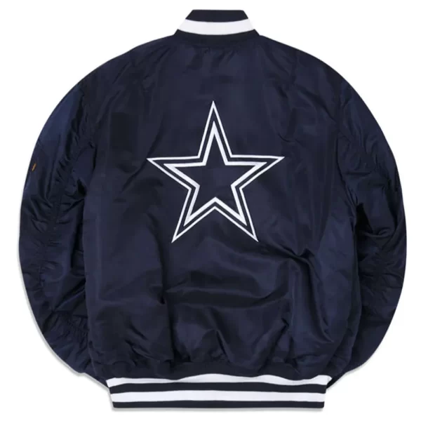 Dallas Cowboys MA-1 Navy Blue Bomber Full-Zip Satin Jacket