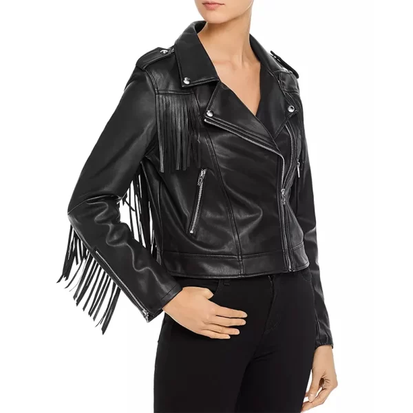 Days of Our Lives Victoria Konefal Fringed Black Leather Jacket