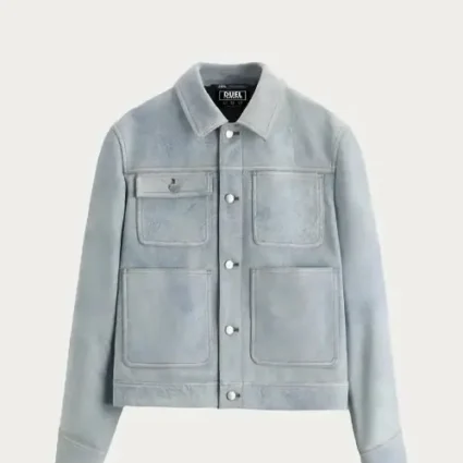 Denim Effect Buffalo Leather Jacket