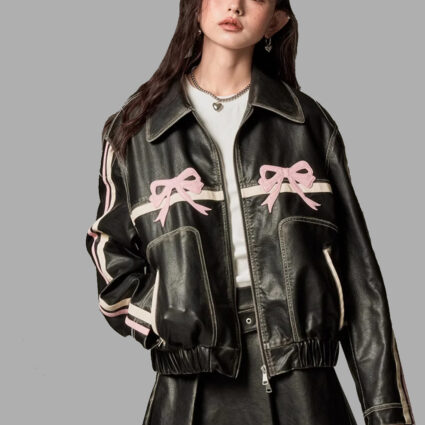 Diddi Moda Bow Leather Jacket