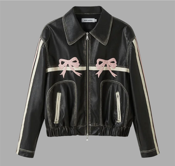 Diddi Moda Bow Leather Jacket