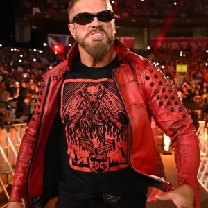 Edge SummerSlam Studded Leather Red Jacket