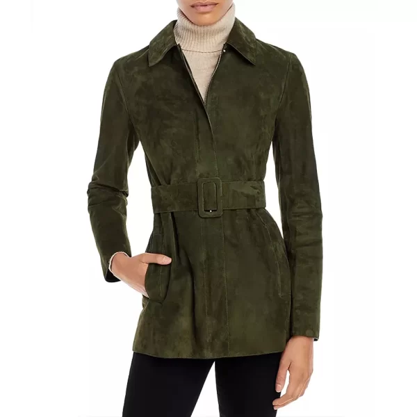 Evil S02 Katja Herbers Green Suede Leather Jacket