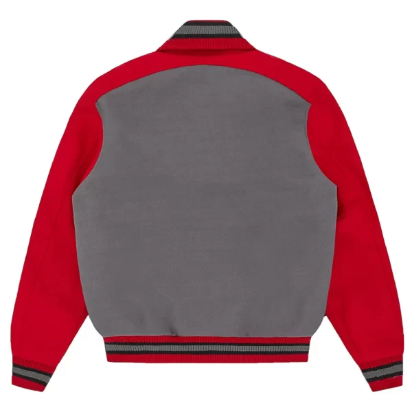 Gray & Red ICECREAM College Varsity Full-Snap Wool Jacket