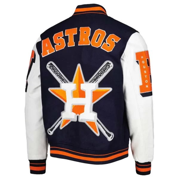 Houston Astros Mash Up Logo Varsity Full-Zip Wool & Leather Jacket