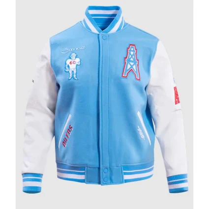 Houston Oilers Retro Classic Rib Wool Varsity Jacket