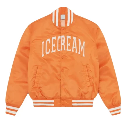 ICECREAM College Bomber Satin Orange Jacket