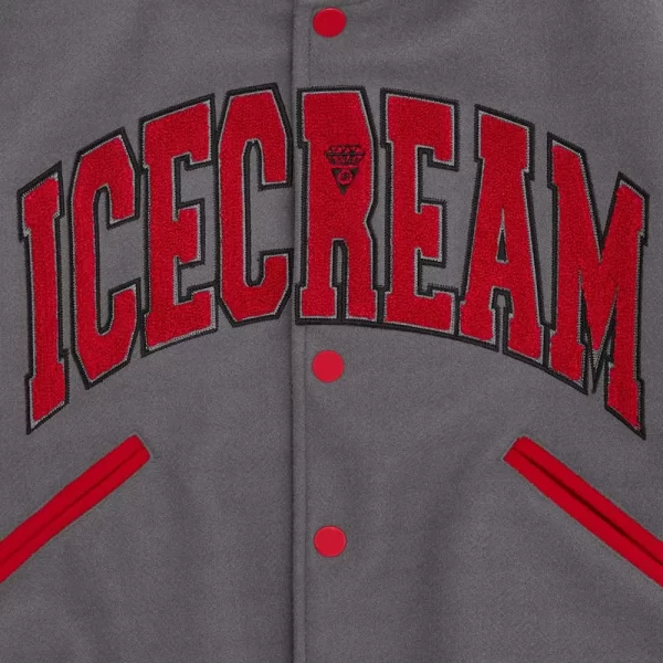 ICECREAM College Varsity Gray and Red Jacket