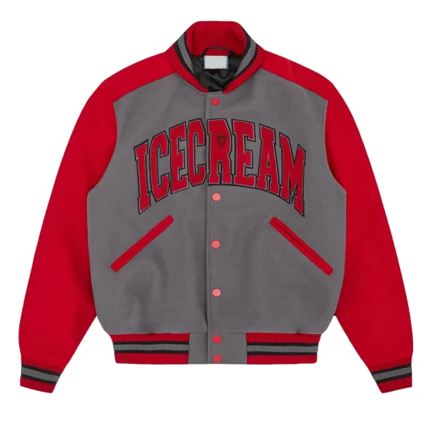 ICECREAM College Wool Varsity Gray and Red Jacket