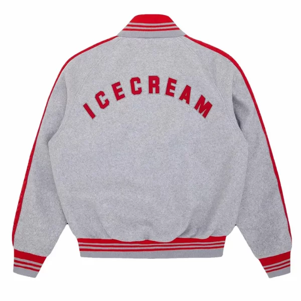 ICECREAM Cones and Bones Full-Snap Varsity Wool Gray Jacket