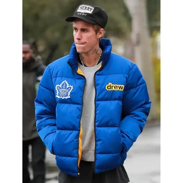 Justin Bieber Toronto Maple Leafs Drew Blue Puffer Jacket