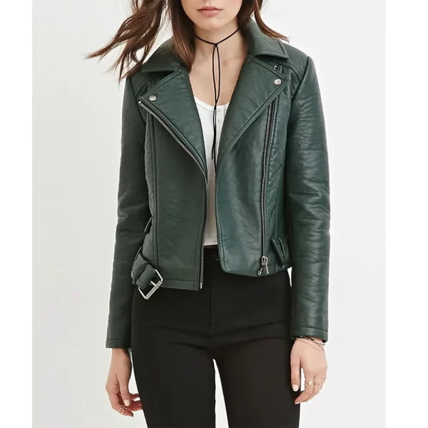 Law & Order Organized Crime Ainsley Seiger Green Leather Jacket