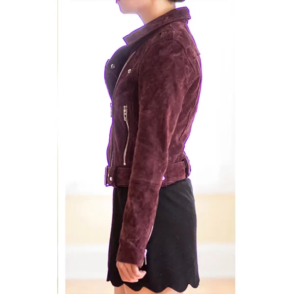 Lucifer S06 Brianna Hildebrand Burgundy Suede Jacket