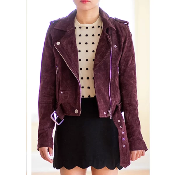 Lucifer S06 Brianna Hildebrand Burgundy Suede Jackets