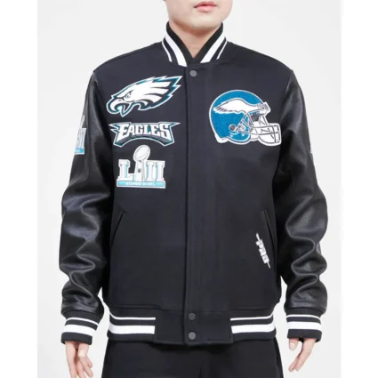 Mashup Philadelphia Eagles Black Varsity Jacket