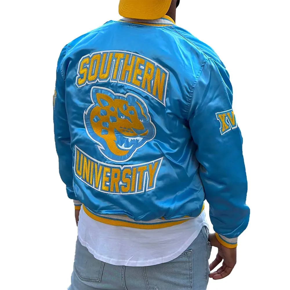 Men’s Blue Southern University Full-Snap Satin Jacket