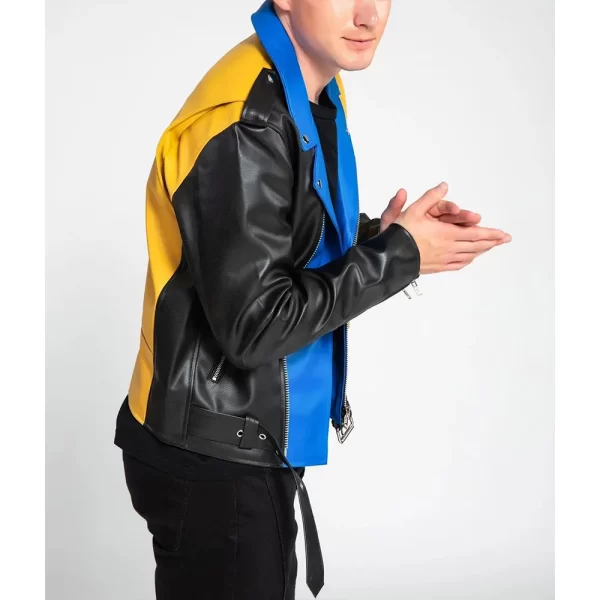 Men’s Color Block Leather Jacket