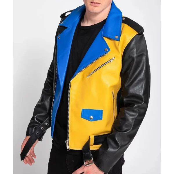 Men’s Color Block Leather Jackets