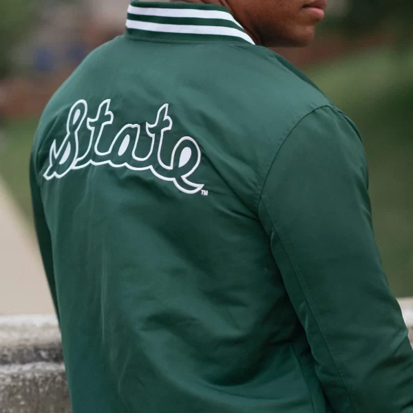 Michigan State Script Bomber Green Jacket