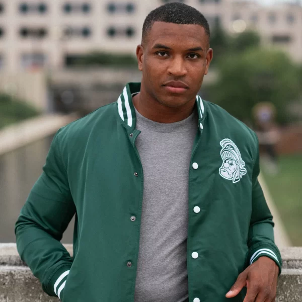 Michigan State Script Green Bomber Jacket