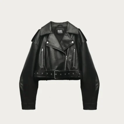 Molly Mae Cropped Black Biker Jacket