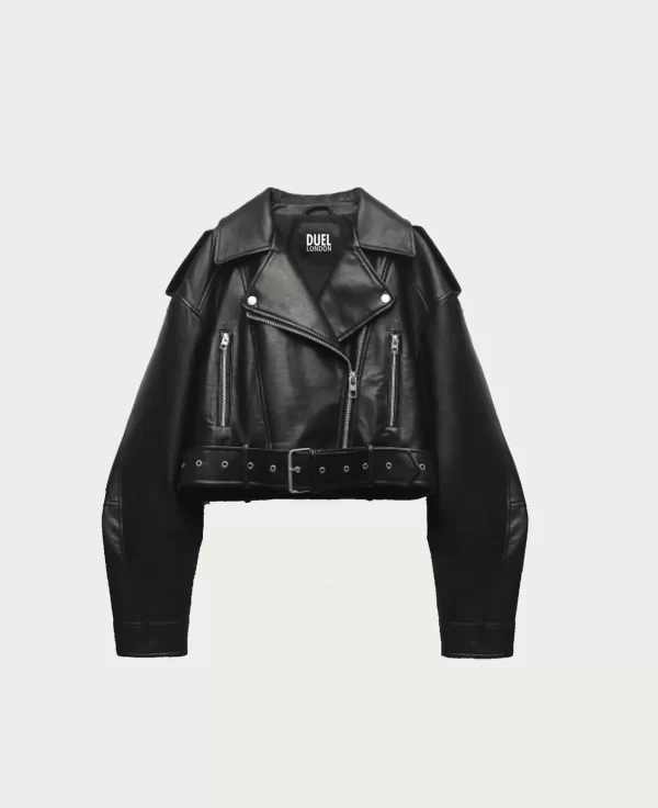 Molly Mae Cropped Black Biker Jacket