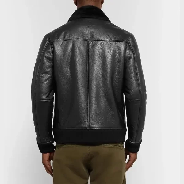 NN07 Rowan Shearling Trimmed Black Leather Jacket