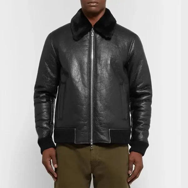 NN07 Rowan Trimmed Black Leather Jacket