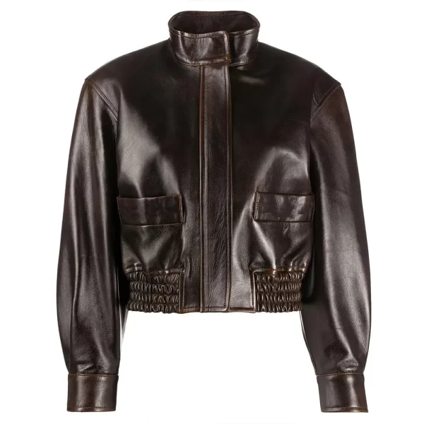 Nancy Drew Kennedy Mcmann Leather Bomber Brown Jacket