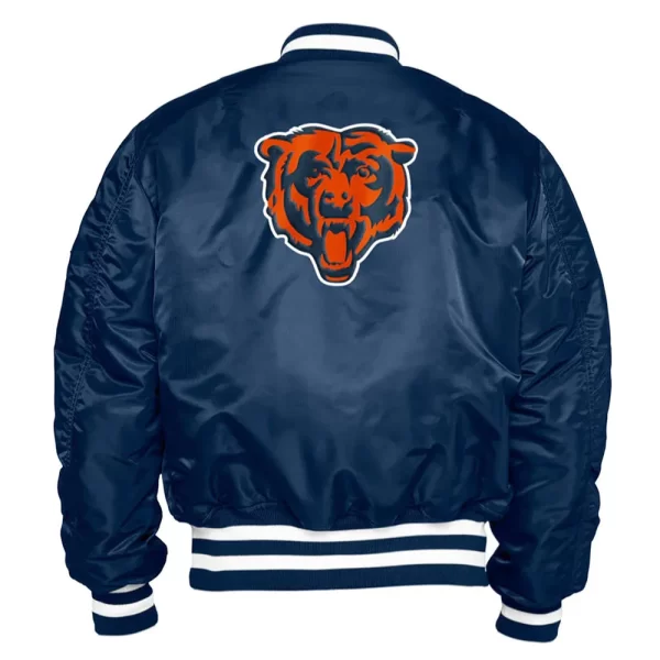 Navy Chicago Bears MA-1 Full-Zip Bomber Satin Jacket