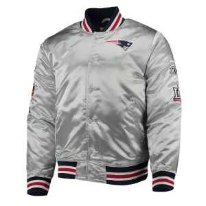 New England Patriots Game Satin Silver Jacket