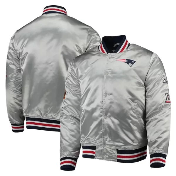 New England Patriots Game Silver Satin Jacket