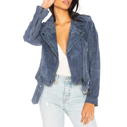 New Girl S06 Megan Fox Blue Suede Leather Jacket