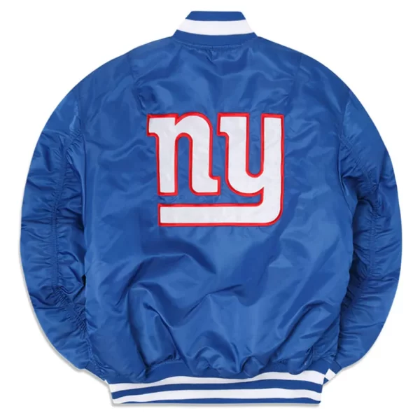 New York Giants MA-1 Bomber Full-Zip Royal Blue Satin Jacket
