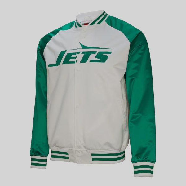 New York Jets Mitchell & Ness White Legacy Sack Exchange Satin Jacket