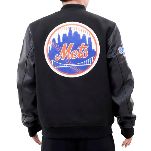 New York Mets Home Town Full-Snap Wool & Leather Varsity Jacket